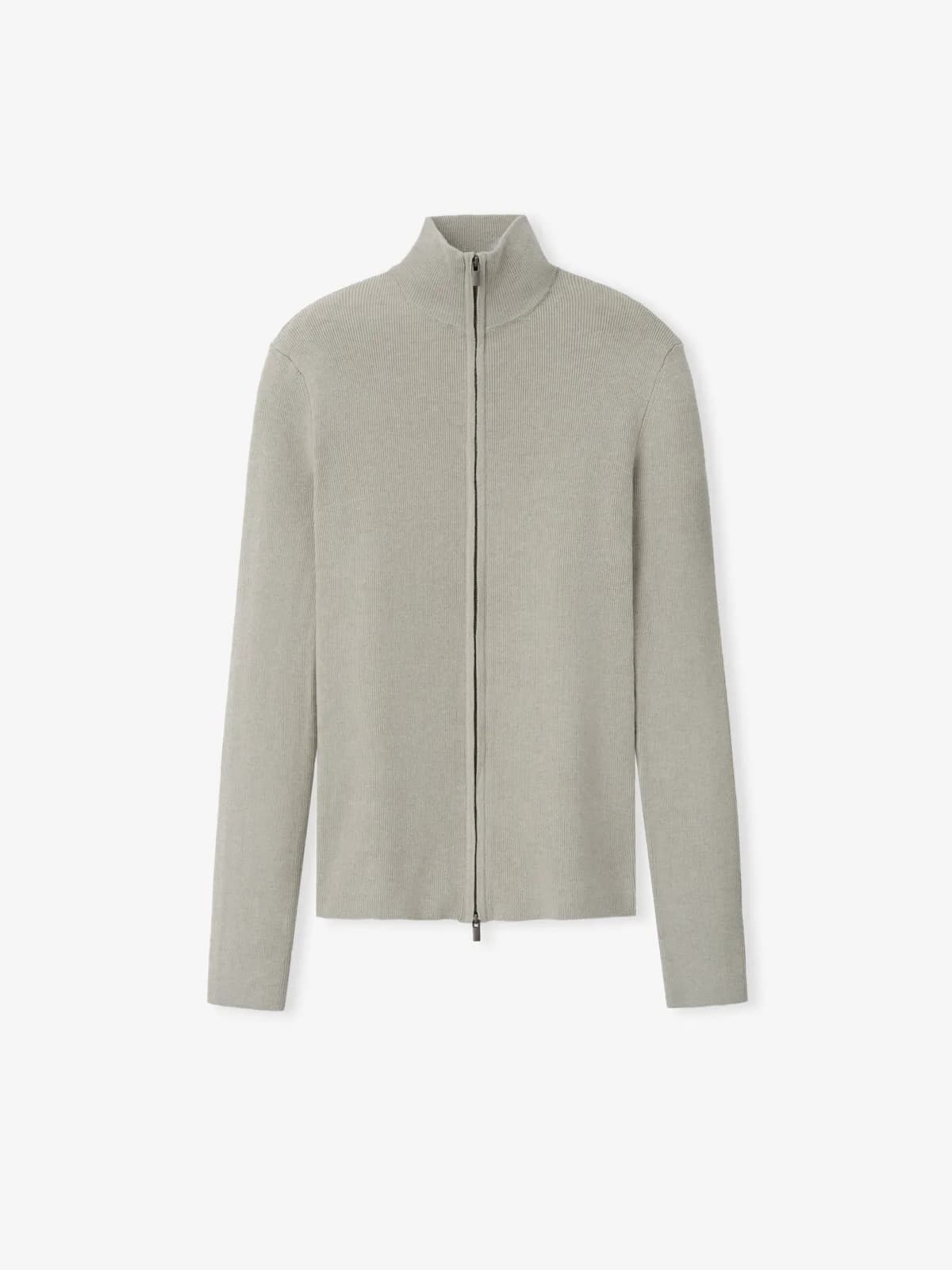 Chamarra Essentials Rib Knit Zip Up Foca, Essentials Jacket (vista 1)
