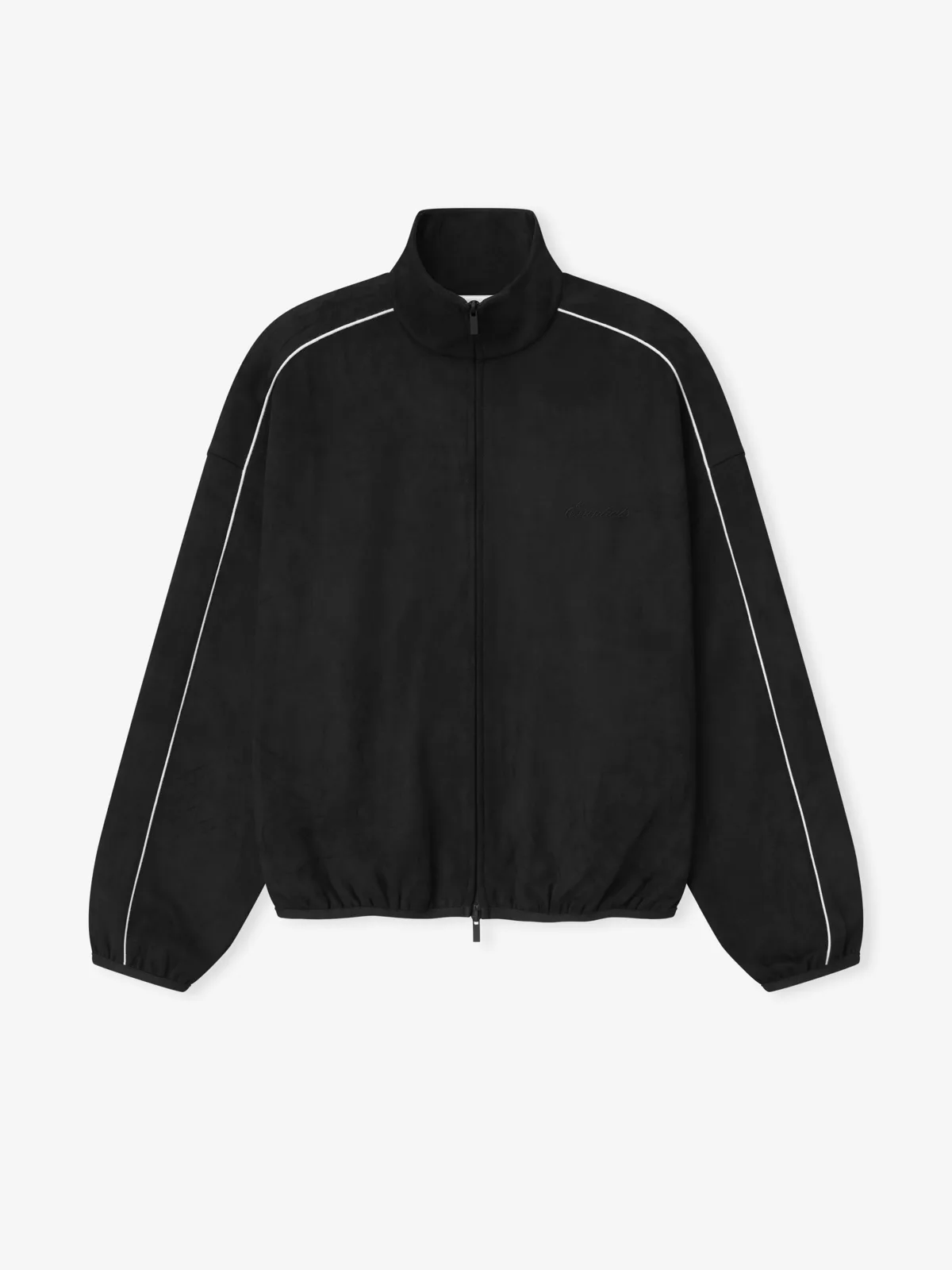 Chamarra Essentials Suede Fleece Signature Modern Track Vintage Negro, Essentials Jacket (vista 1)