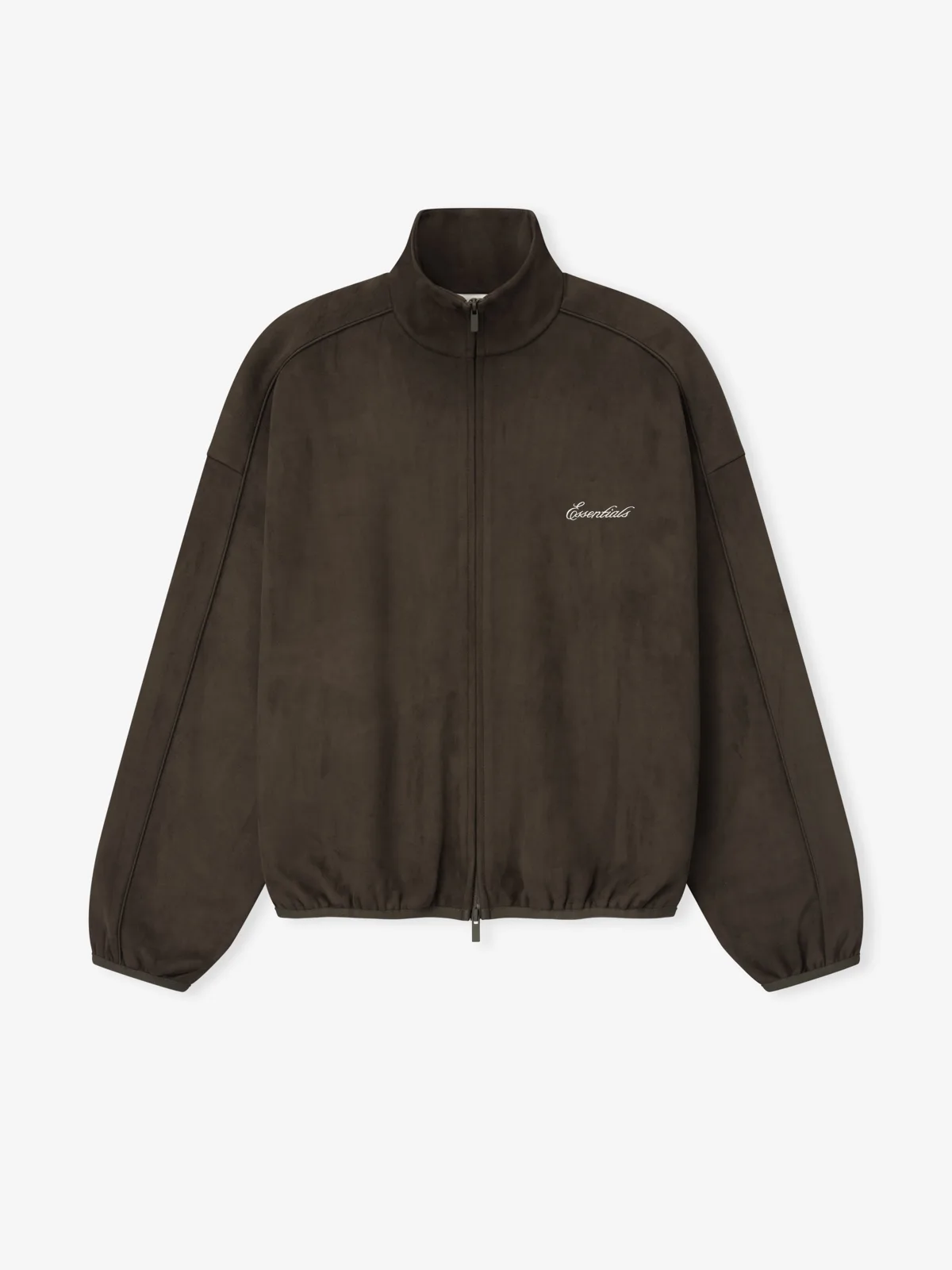 Chamarra Essentials Suede Fleece Signature Modern Track W/ Piping Cafe, Essentials Jacket (vista 1)