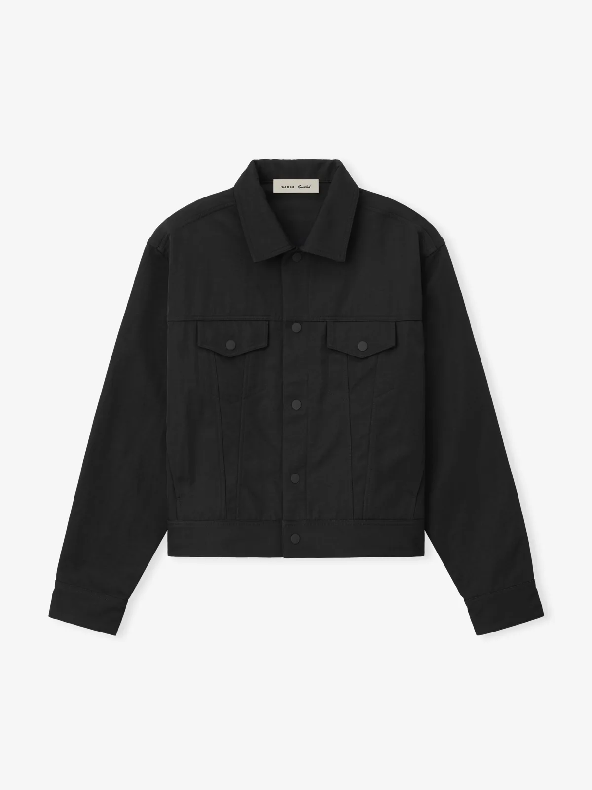 Chamarra Essentials Textured Nylon Trucker Vintage Negro, Essentials Jacket (vista 1)