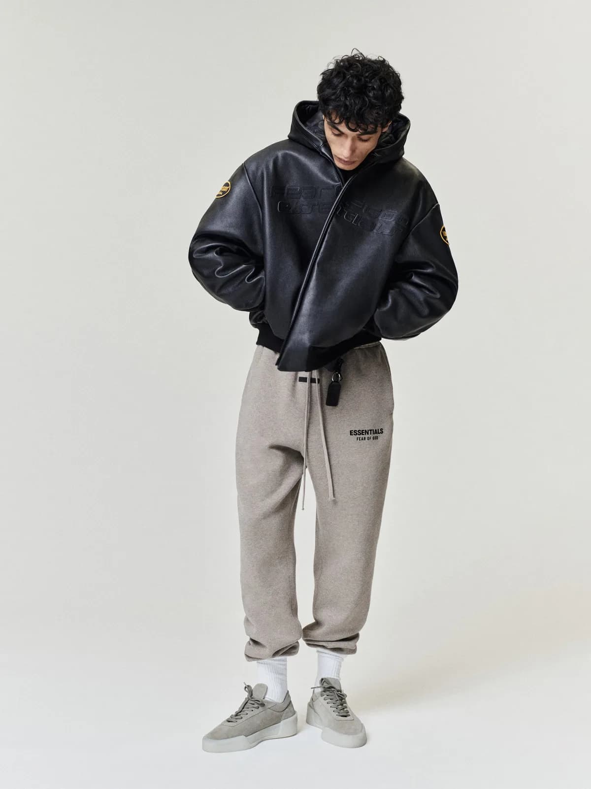 Chamarra Essentials Vanson Leather Hooded Bomber Negro, Essentials Jacket (vista 5)