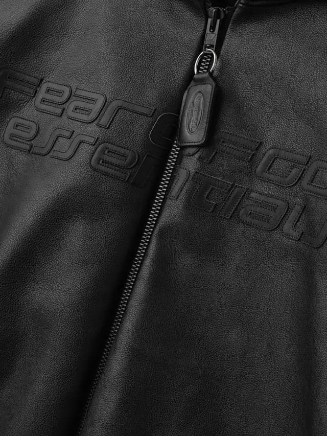 Chamarra Essentials Vanson Leather Hooded Bomber Negro, Essentials Jacket (vista 6)