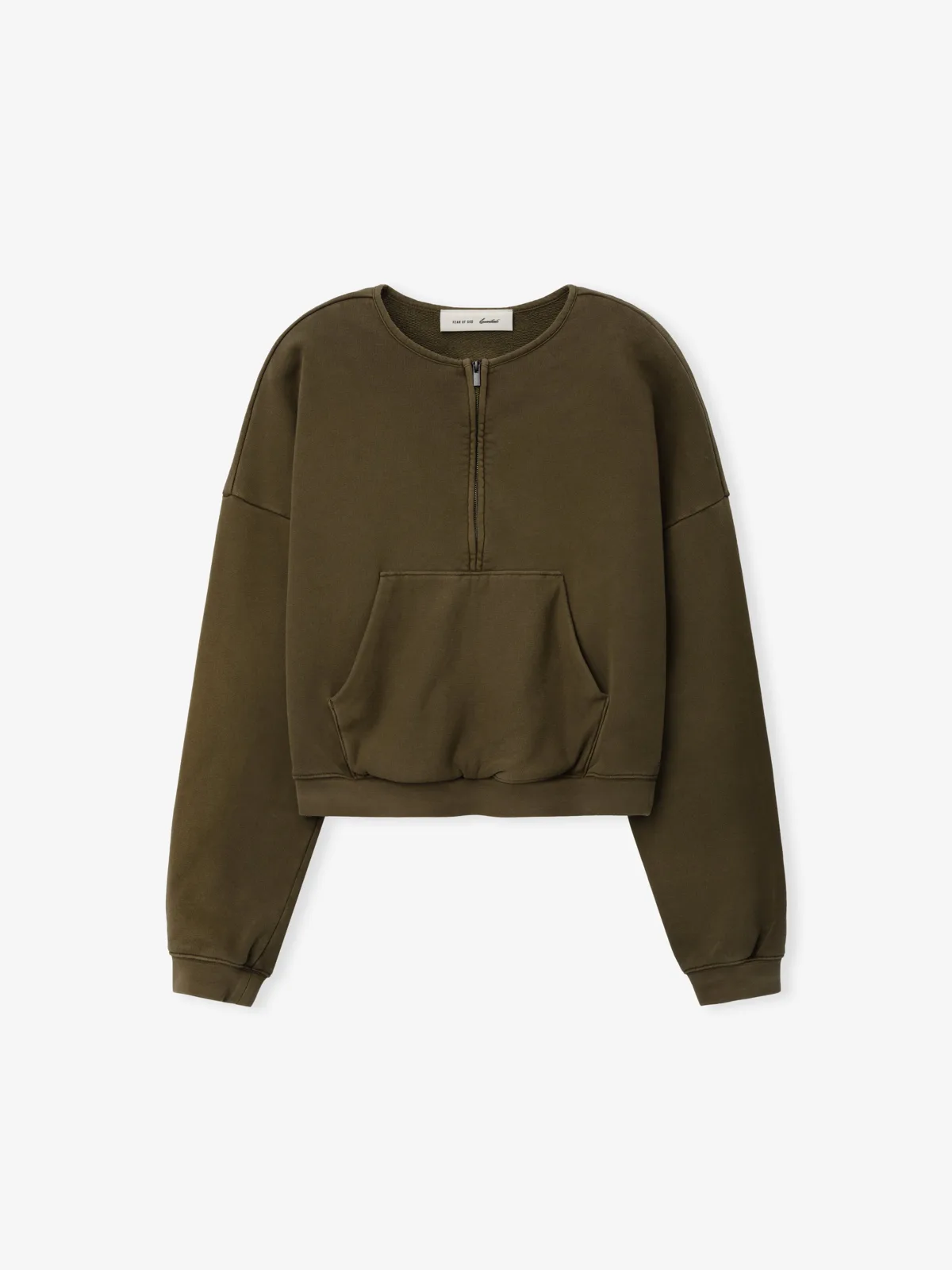 Crewneck Essentials French Terry Relaxed Half Zip Lavado Moss, Essentials Crewneck (vista 3)