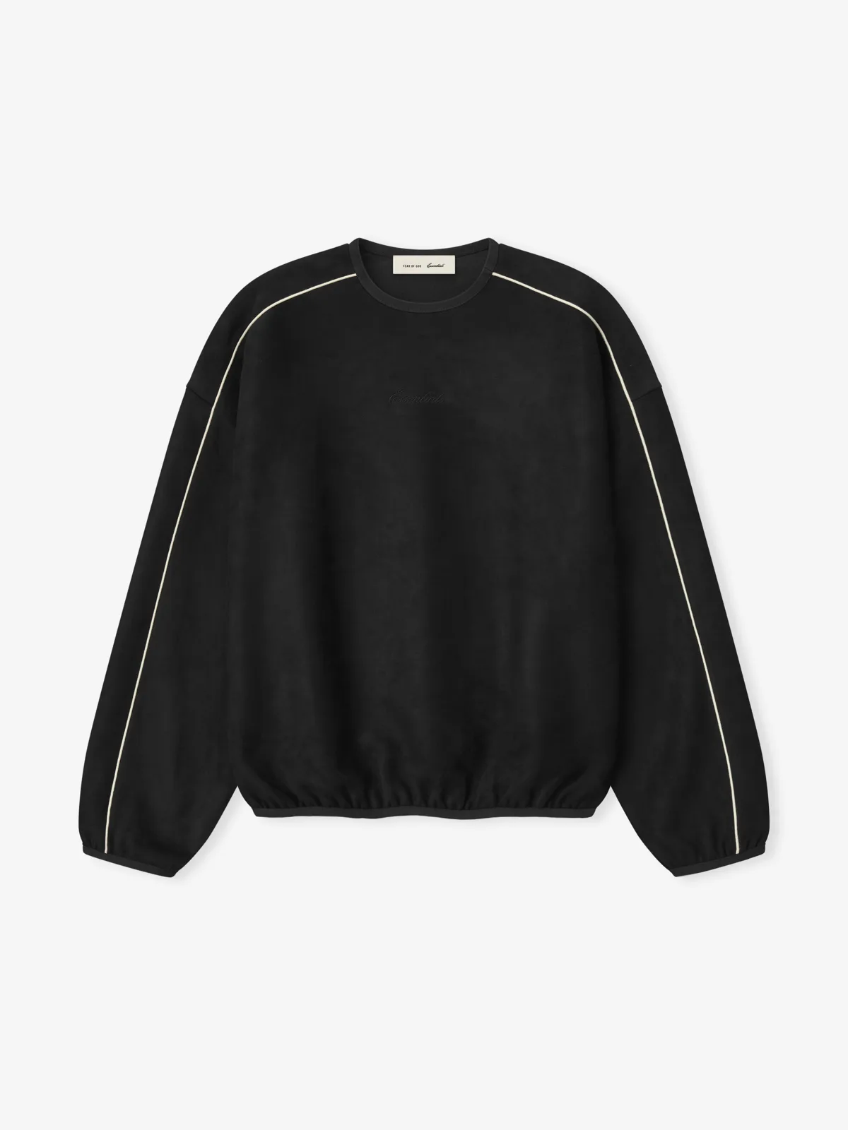 Crewneck Essentials Suede Fleece Signature Modern Sweatshirt Vintage Negro, Essentials Crewneck (vista 1)
