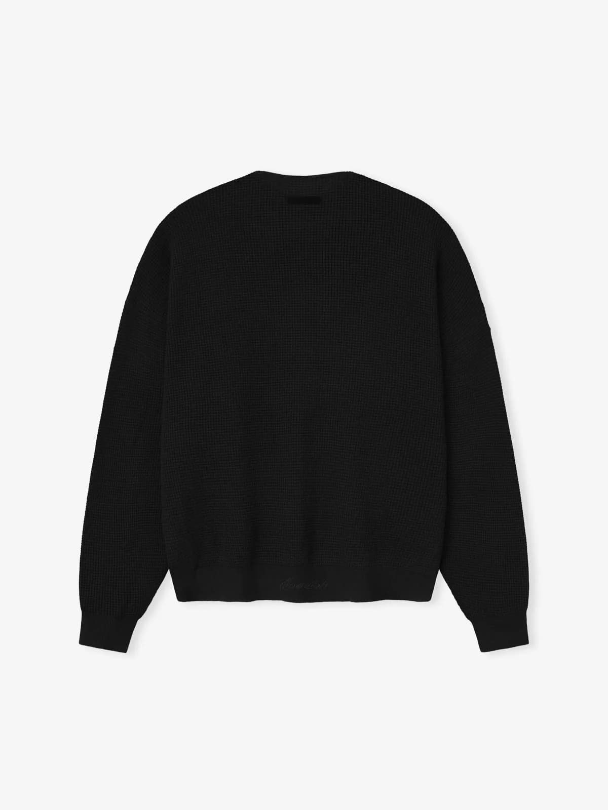 Crewneck Essentials Signature Waffle 90s Sweater Vintage Negro, Essentials Crewneck (vista 1)