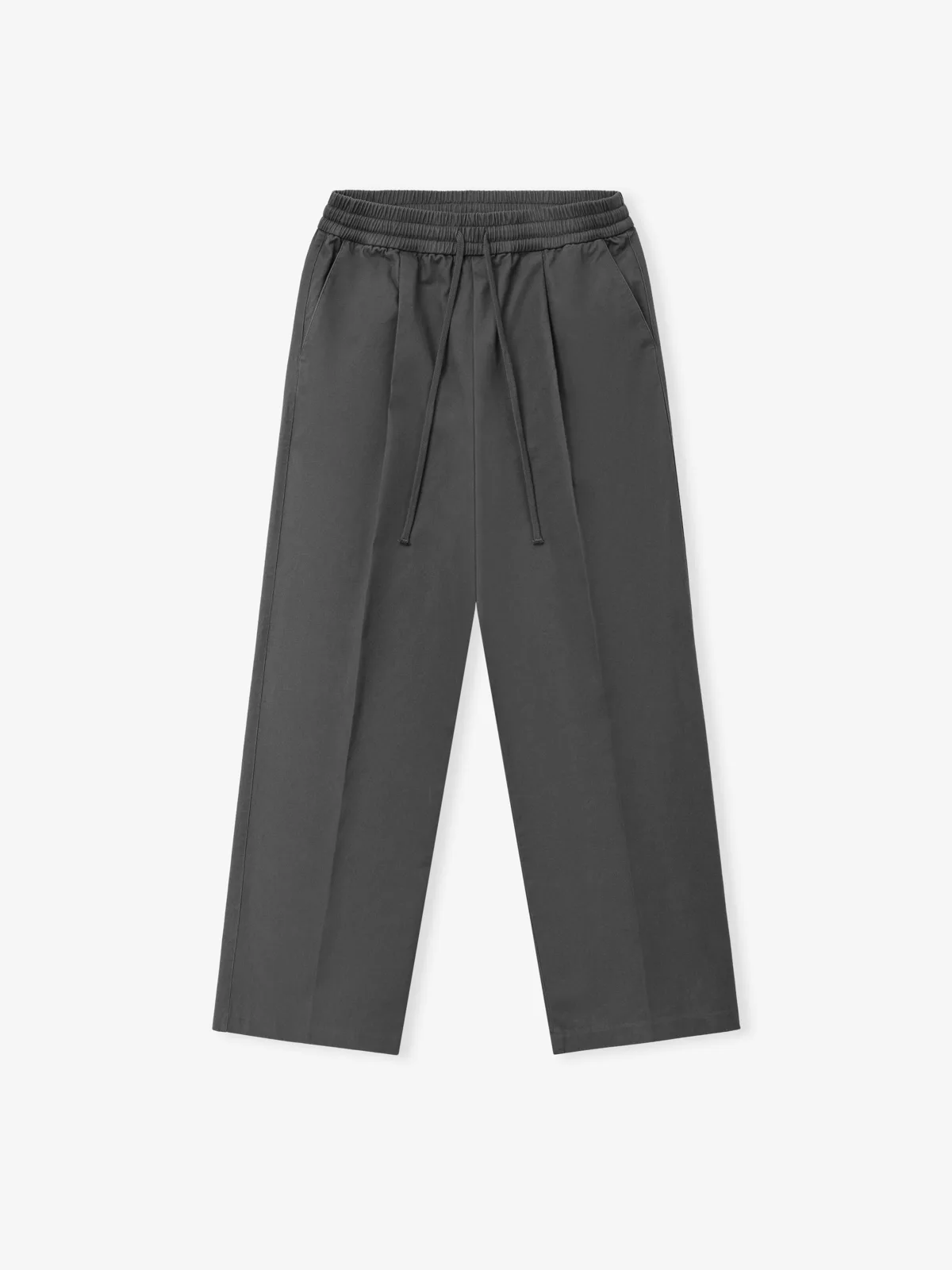 Pants Essentials Cotton Twill Pleat Front Drawstring Pant Acero Gris, Essentials Pants (vista 1)