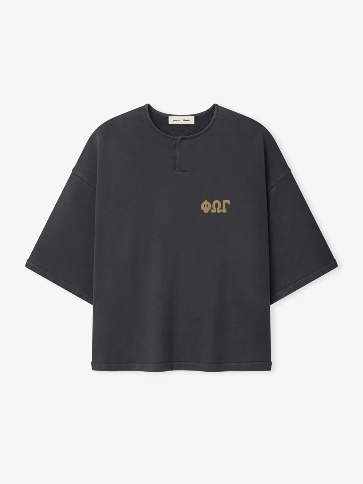 Playera Essentials 3/4 Henley Sweatshirt Lavado Acero Gris, Essentials Tee (vista 1)