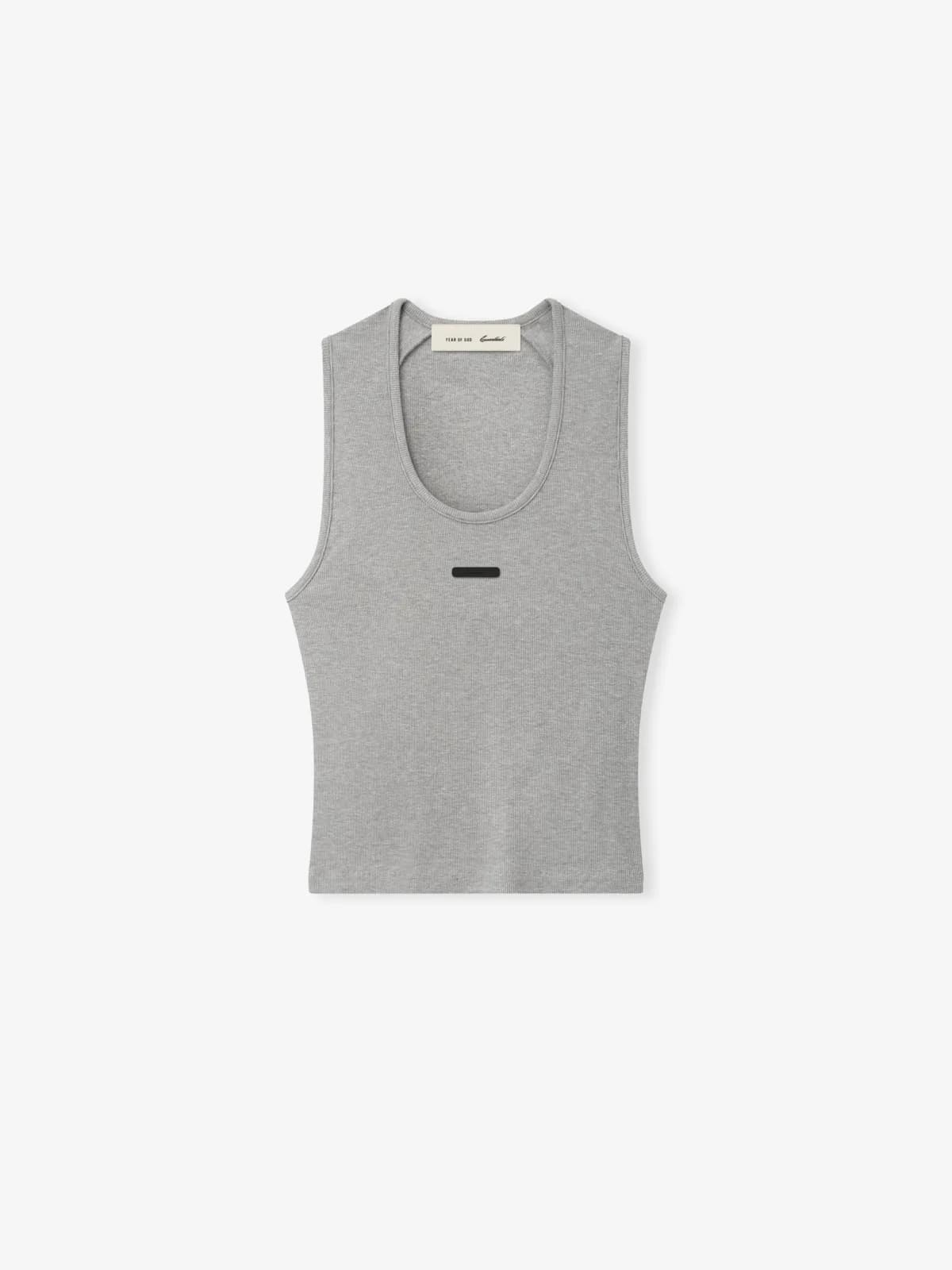 Playera Essentials Rib Knit Fitted Cemento Jaspe, Essentials Tee (vista 1)