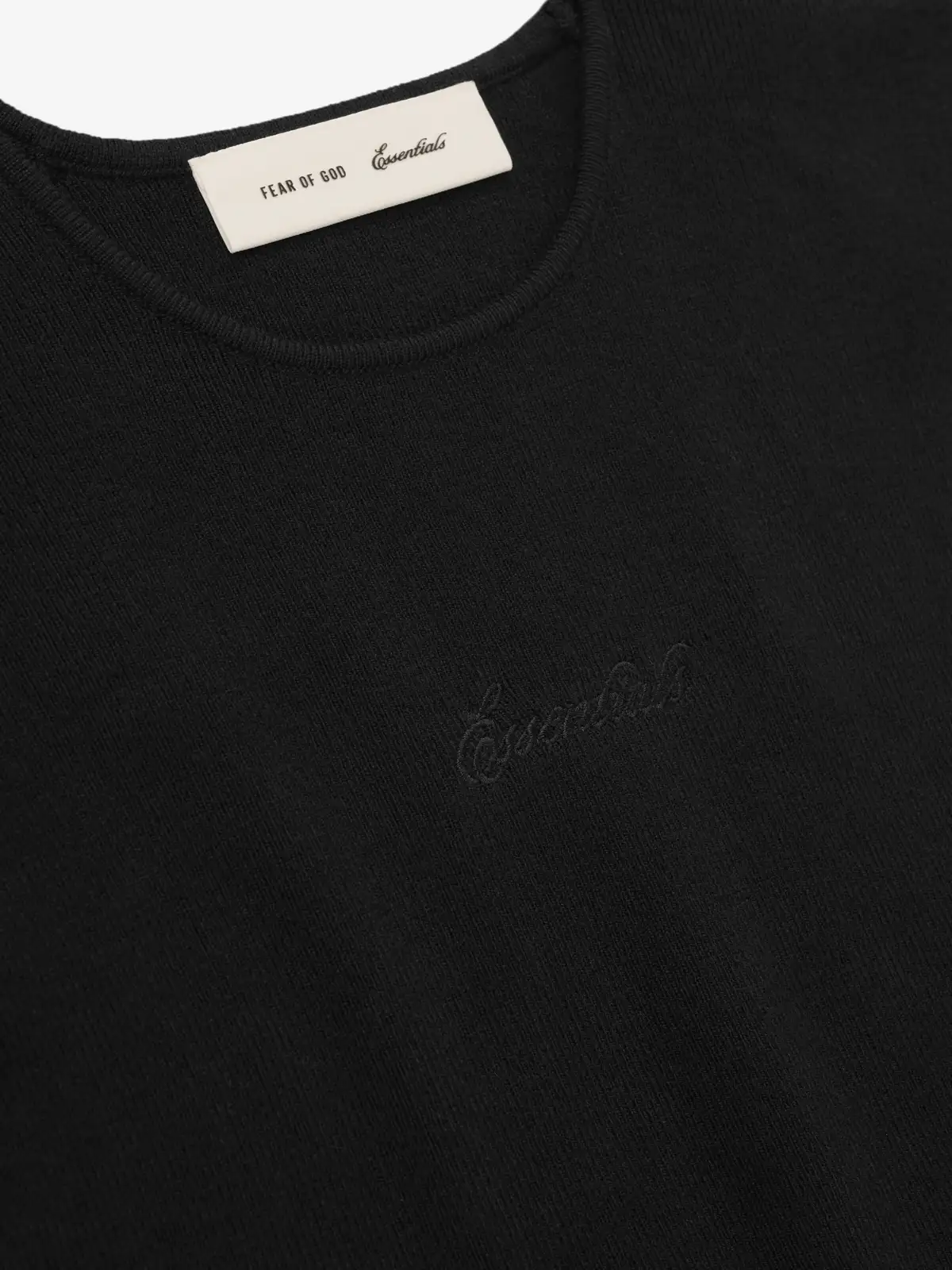 Top Essentials Signature Rib Knit Cropped Vintage Negro, Essentials Tee (vista 3)
