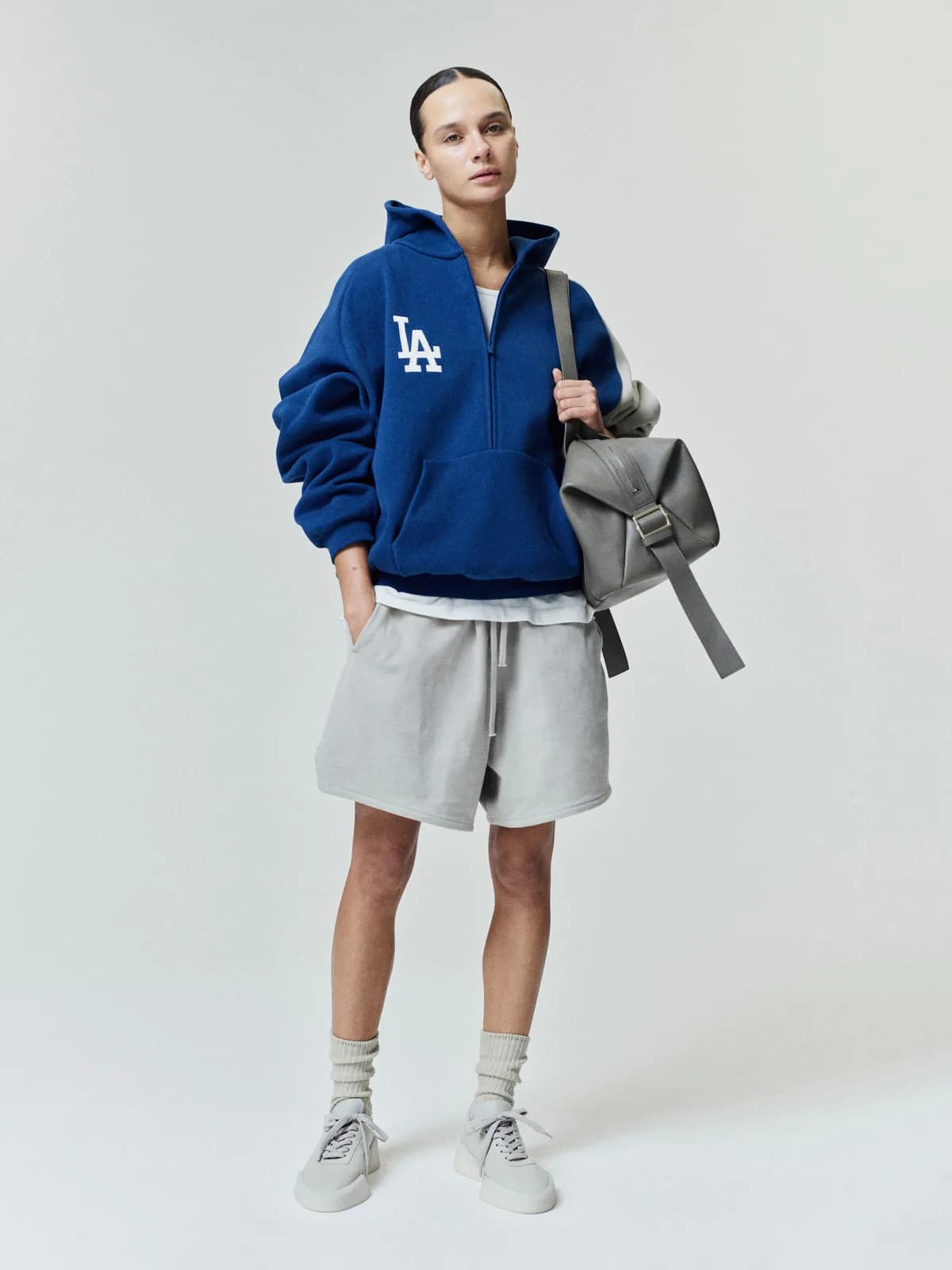 Sudadera Essentials Dodgers Raglan Half Zip Sport Estate Azul Foca, Essentials Hoodie (vista 1)