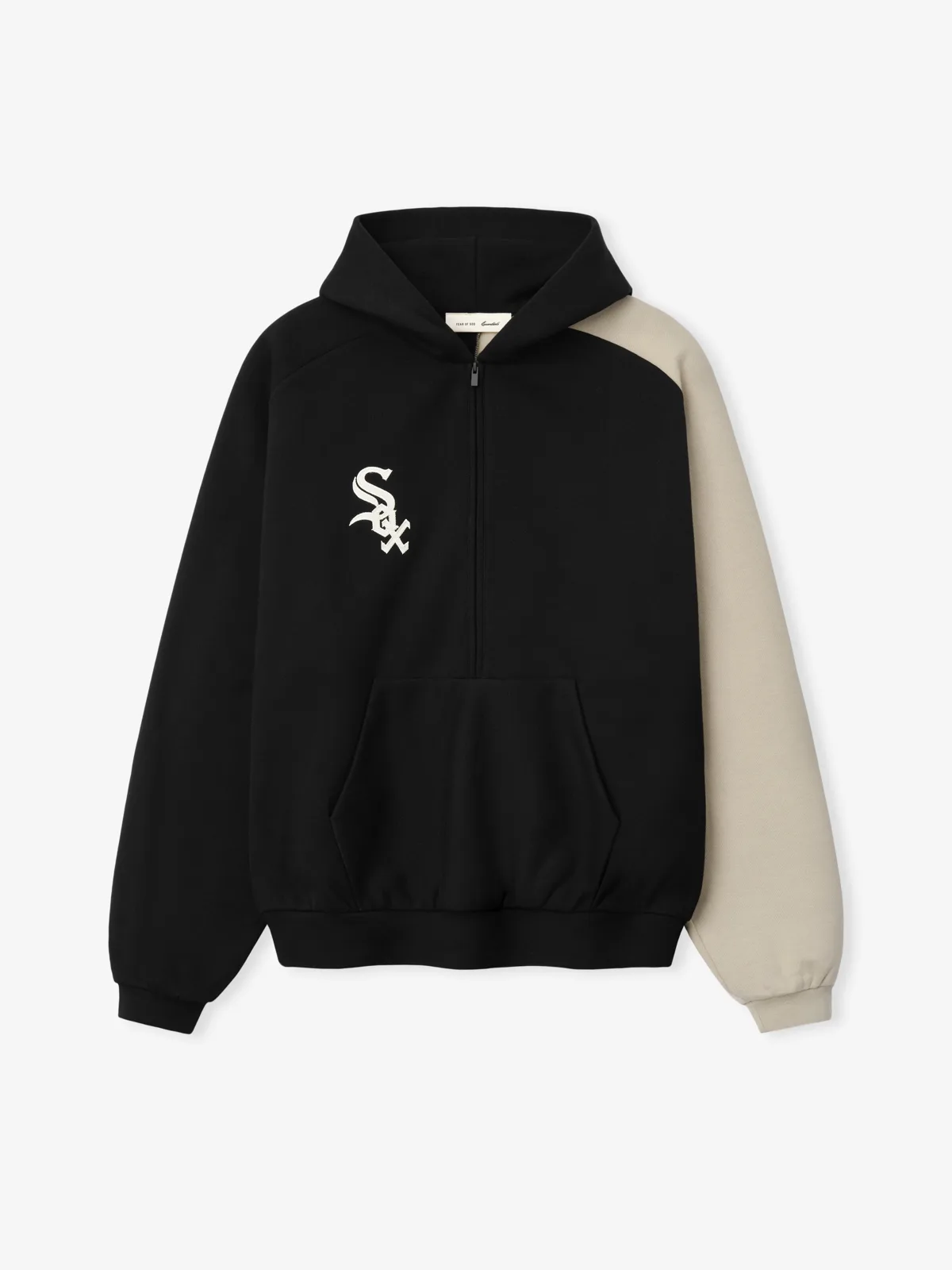 Sudadera Essentials White Sox Raglan Half Zip Sport Negro, Essentials Hoodie (vista 3)