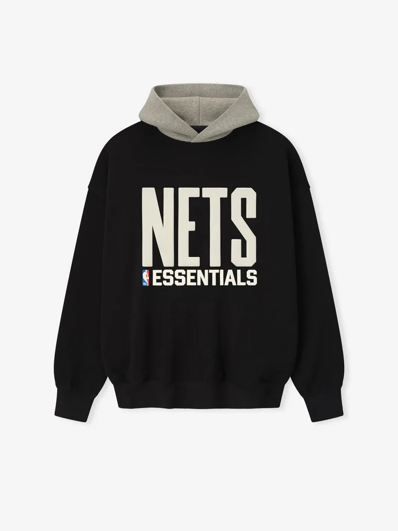Sudadera Essentials Nets Sport Negro Calido Jaspe, Essentials Hoodie (vista 1)