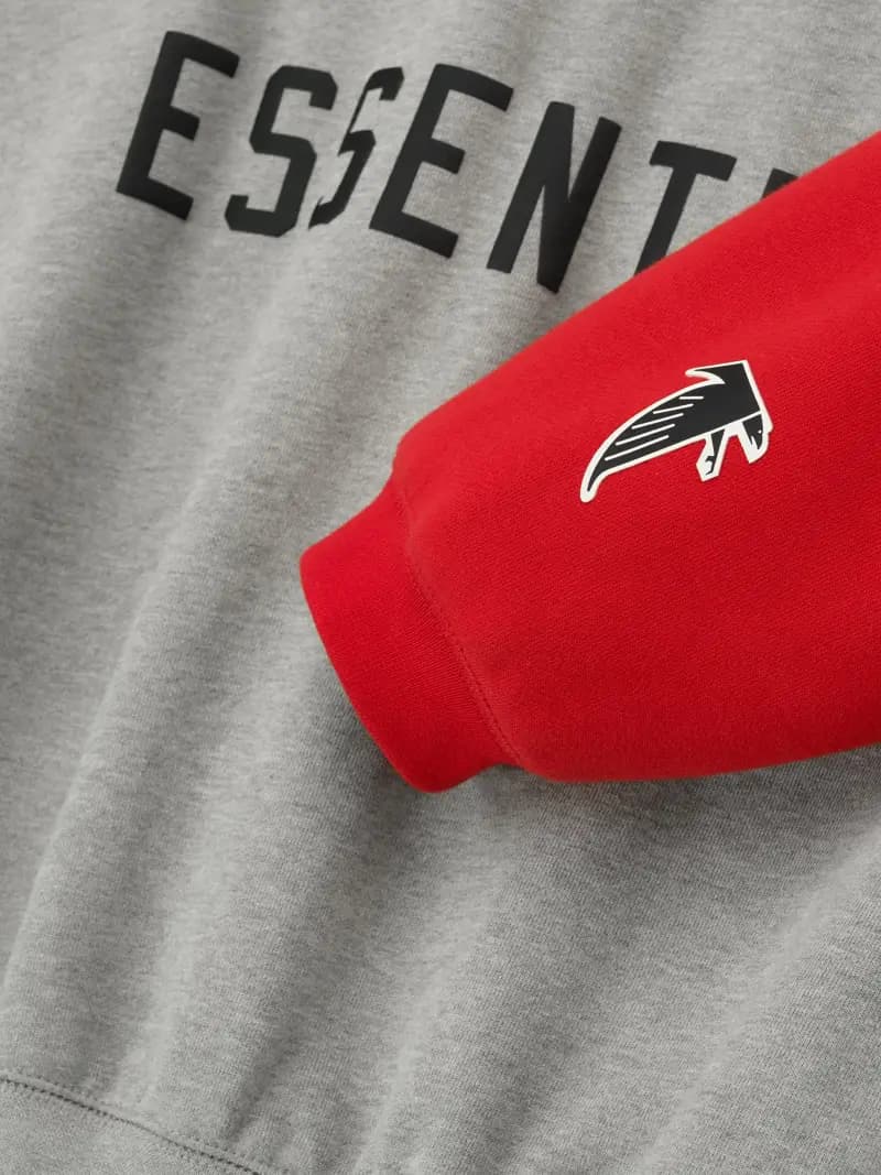 Sudadera Essentials Falcons Sport Cemento Jaspe Rojo, Essentials Hoodie (vista 4)