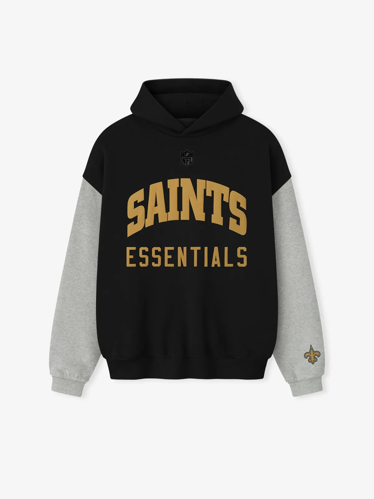 Sudadera Essentials Saints Sport Negro Cemento Jaspe, Essentials Hoodie (vista 1)