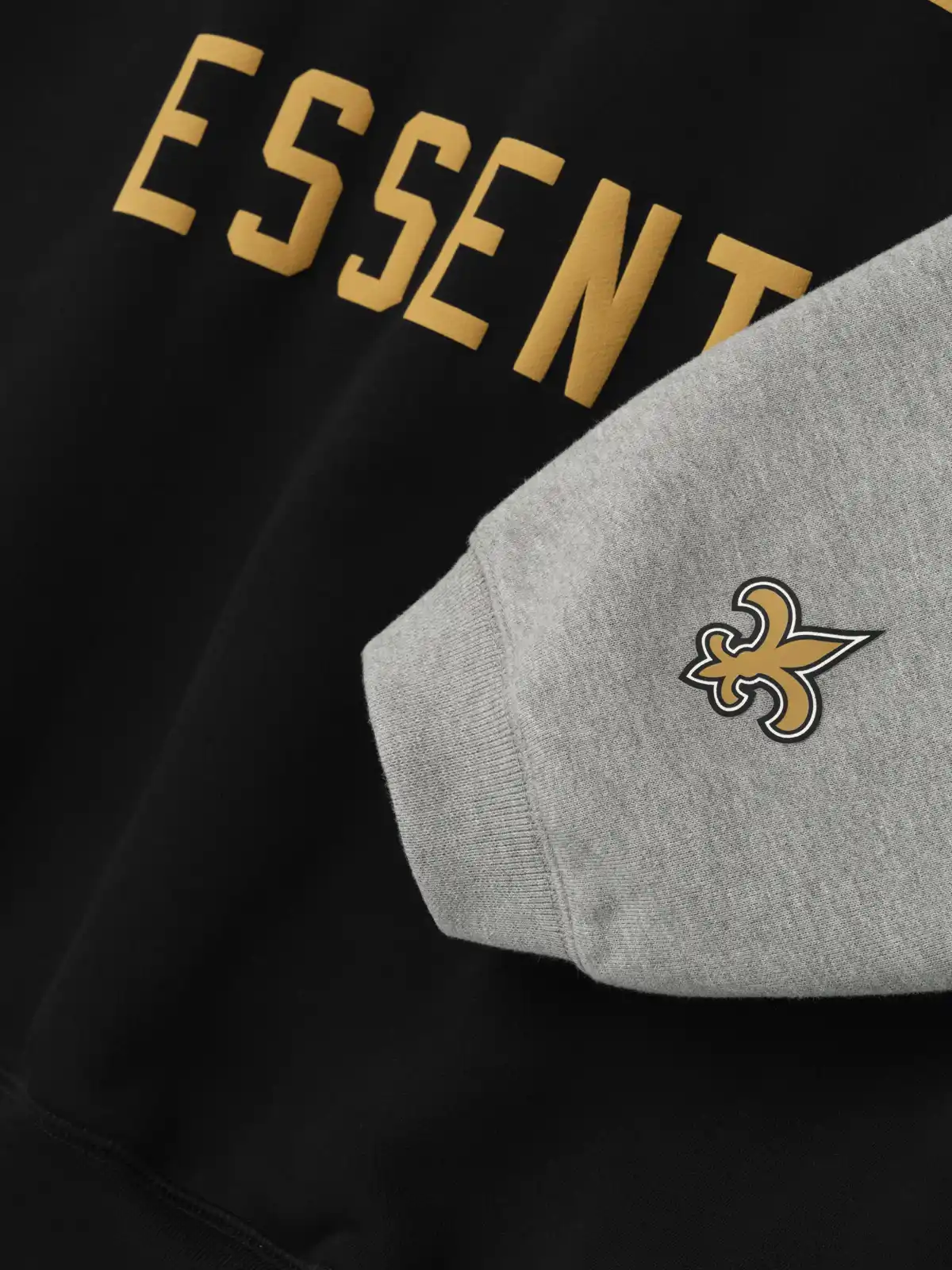 Sudadera Essentials Saints Sport Negro Cemento Jaspe, Essentials Hoodie (vista 4)