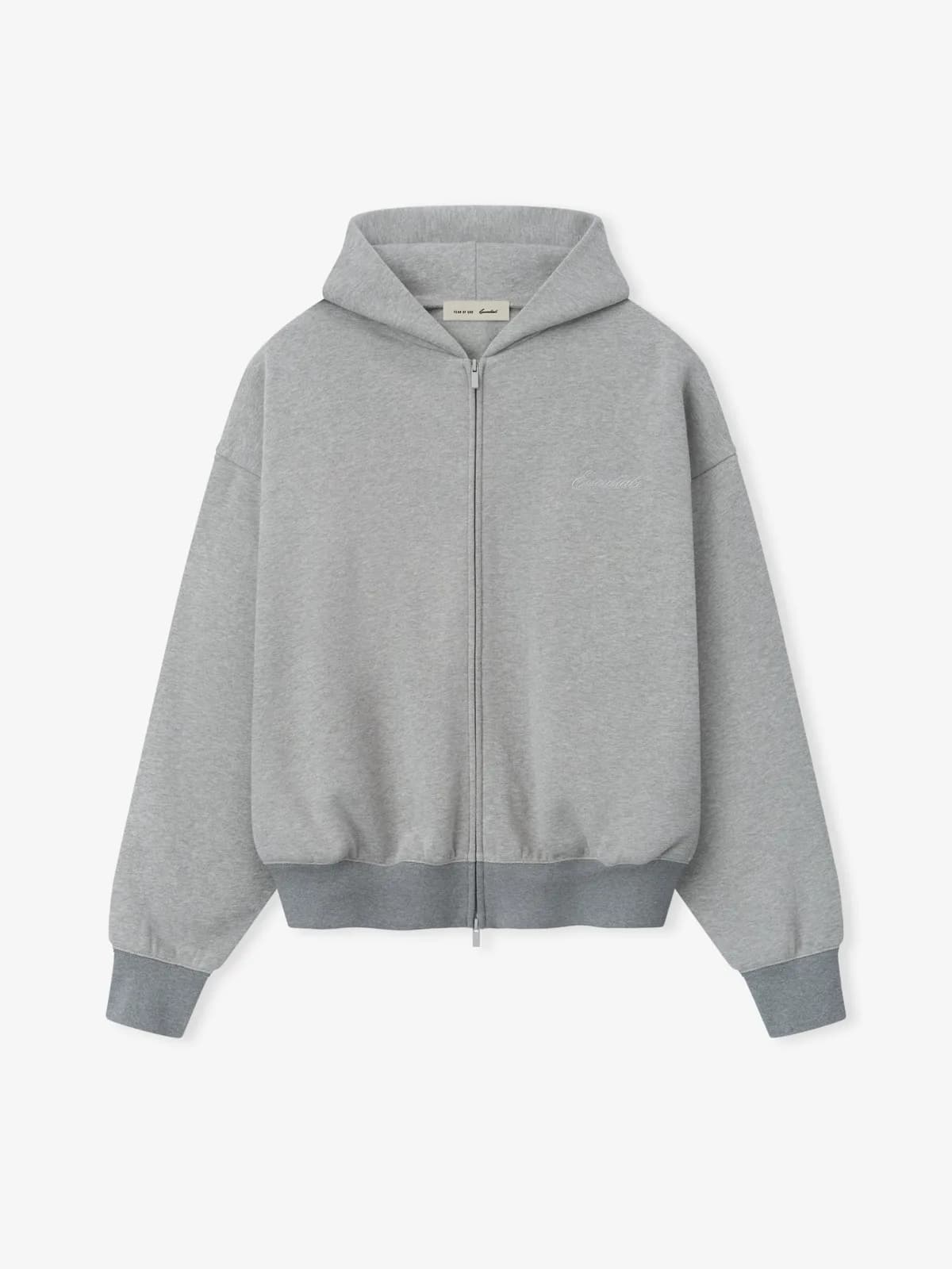 Sudadera Essentials Signature Classic Full Zip Cemento Jaspe Oscuro, Essentials Hoodie (vista 1)